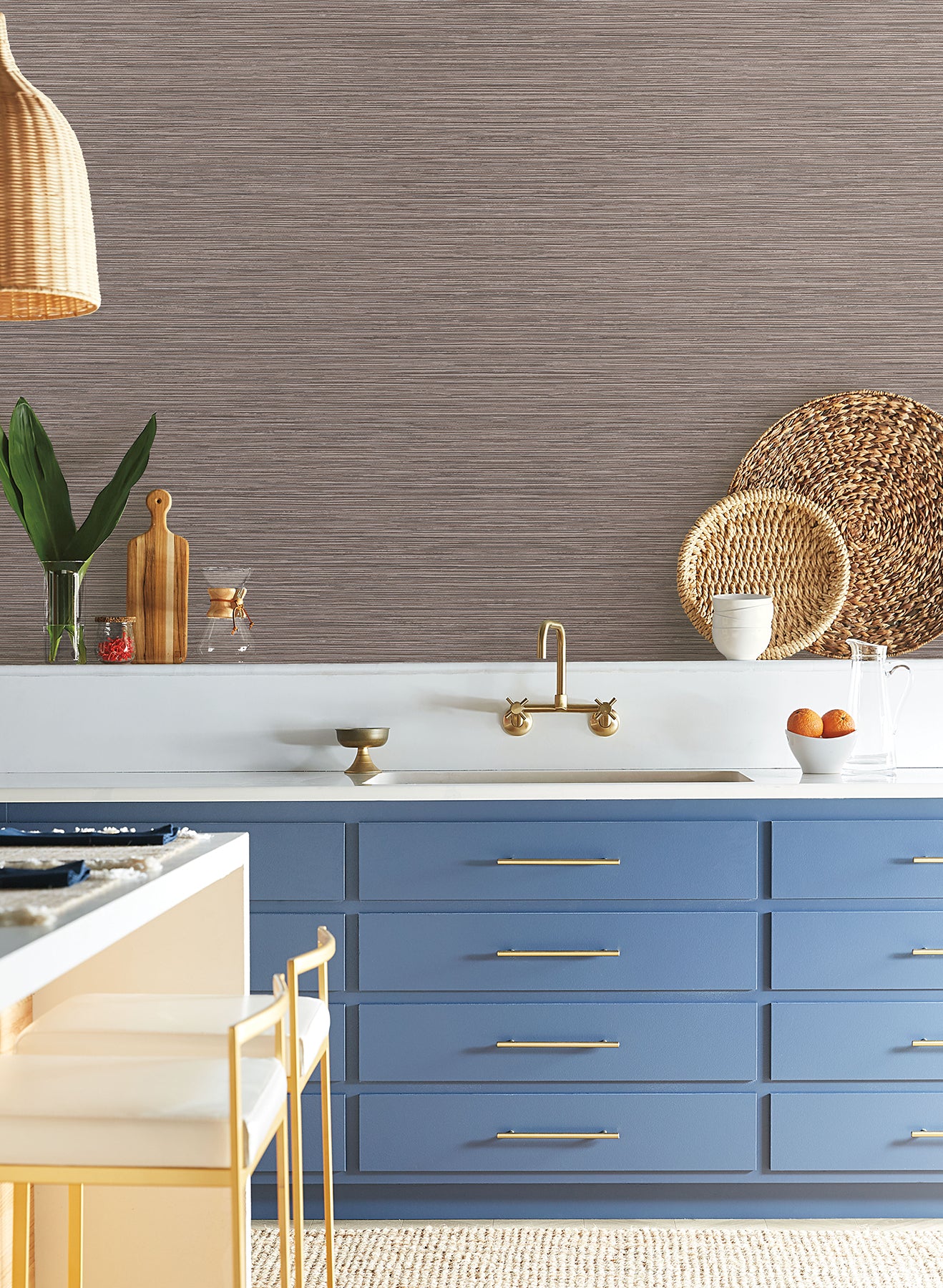 York Wallcoverings Natural Digest Grass Roots Brown Wallpaper  Metallics Browns   - ND3036N