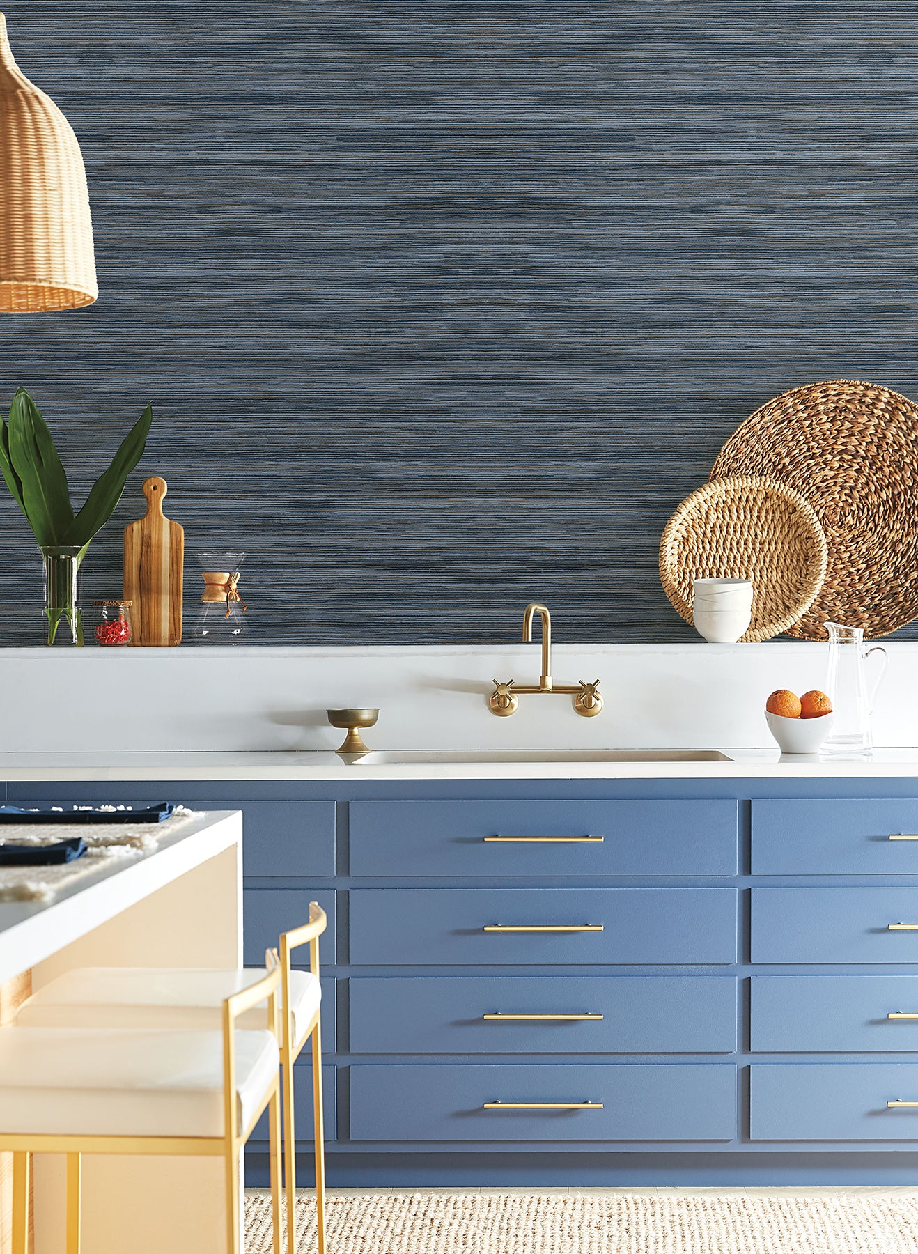 York Wallcoverings Natural Digest Grass Roots Grey Wallpaper  Metallics Blues   - ND3038N