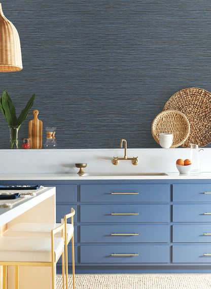 York Wallcoverings Natural Digest Grass Roots Grey Wallpaper  Metallics Blues   - ND3038N