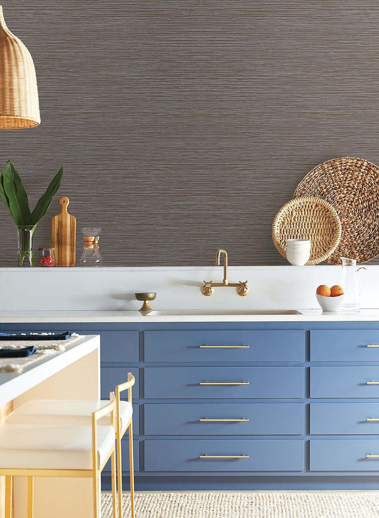 York Wallcoverings Natural Digest Grass Roots Brown Wallpaper  Metallics Blacks   - ND3039N