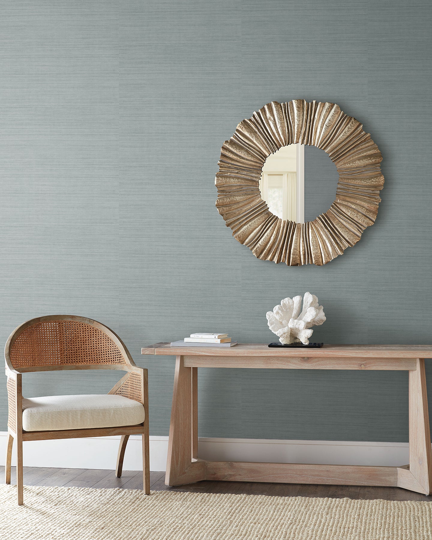 York Wallcoverings Natural Digest Tasar Silk Blue Wallpaper  Textures Blues   - ND3074N