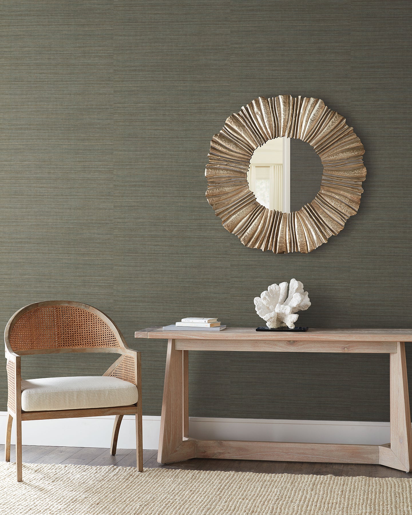 York Wallcoverings Black and White, III Tasar Silk Green Wallpaper  Textures Greens   - ND3077N