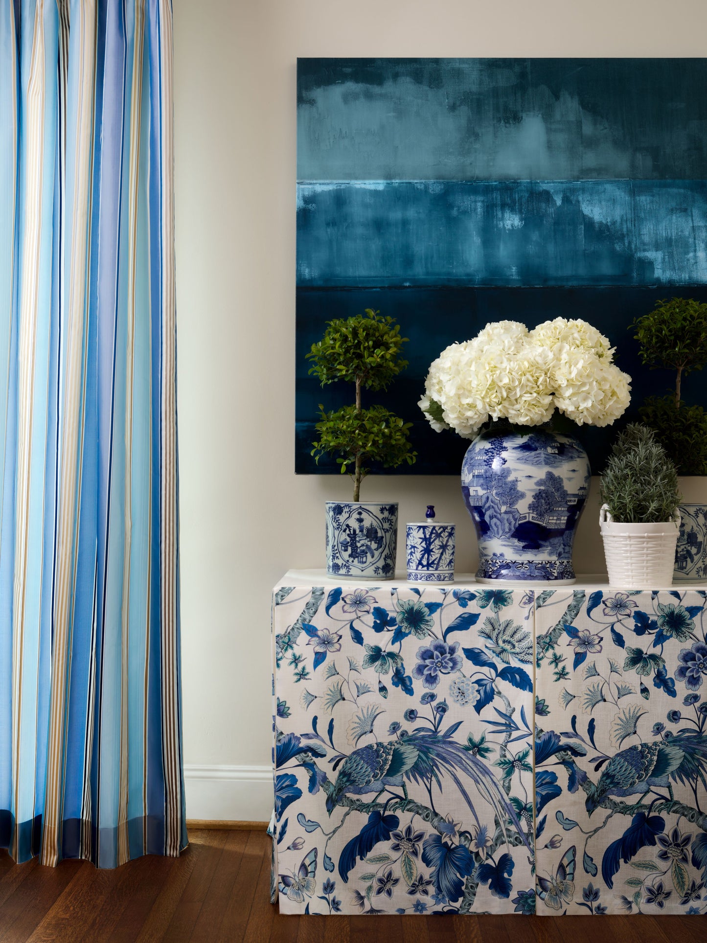 SCALAMANDRE  CHARLOTTE STRIPE FABRIC MARINE   - ND 00026130 NEW SKU # ND61300002