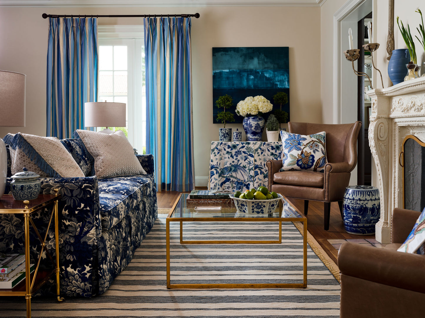 SCALAMANDRE  CHARLOTTE STRIPE FABRIC MARINE   - ND 00026130 NEW SKU # ND61300002