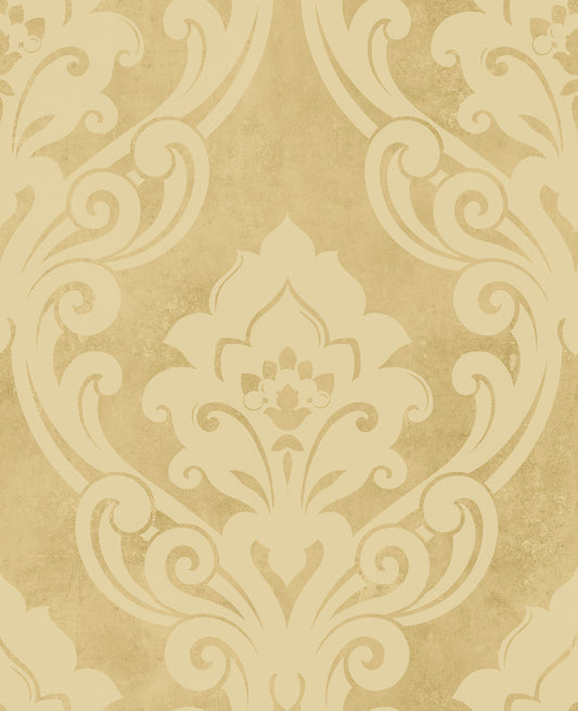 Seabrook Designs  Vogue Damask Damask Mid Century Metallic Gold , Buttercup   - NE50100