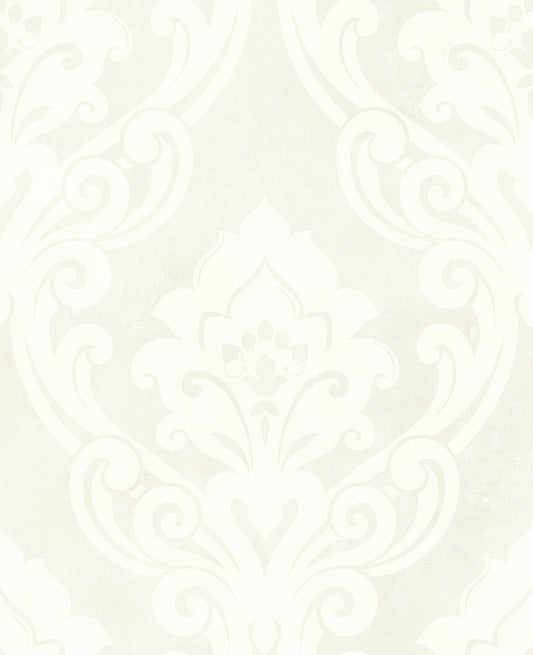 Seabrook Designs  Vogue Damask Damask Mid Century Metallic , Gray   - NE50110