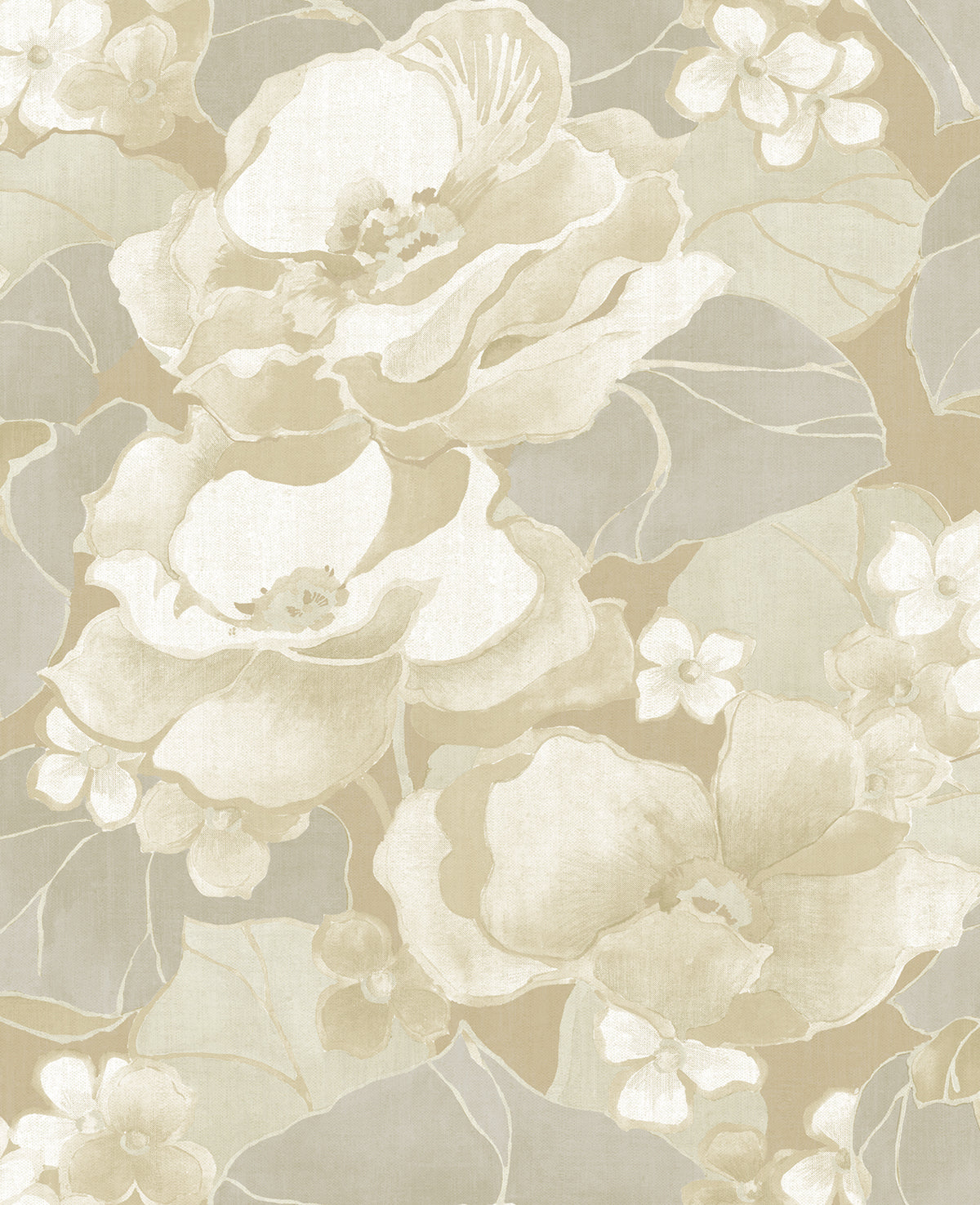 Seabrook Designs  Adorn Floral Mid Century Light Tan , Off-White   - NE50505
