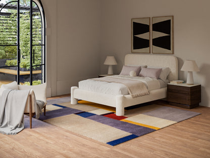 Colorful geometric runner rug, 3' x 8'.