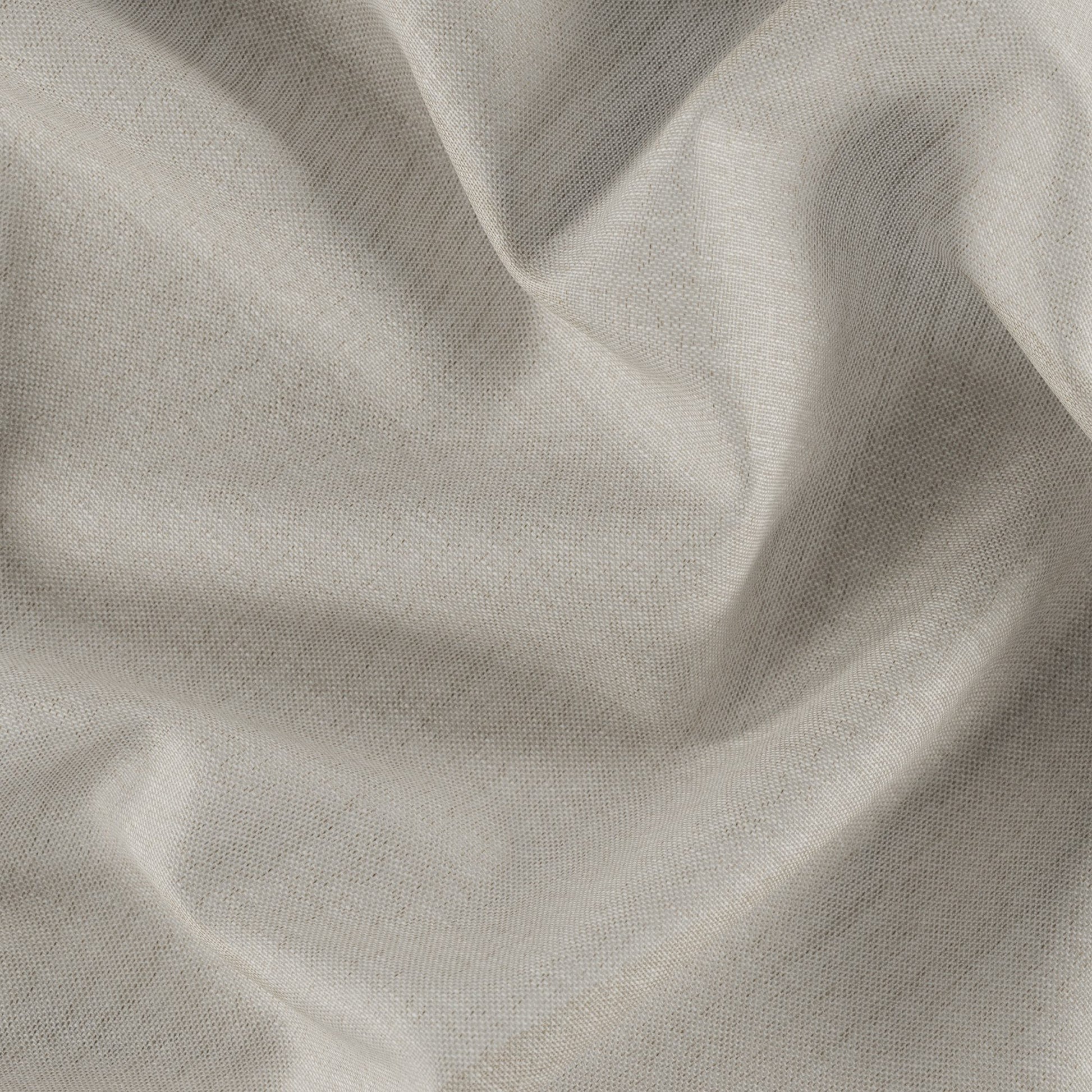 Beige linen-textured fabric with a natural weave and soft draped folds.