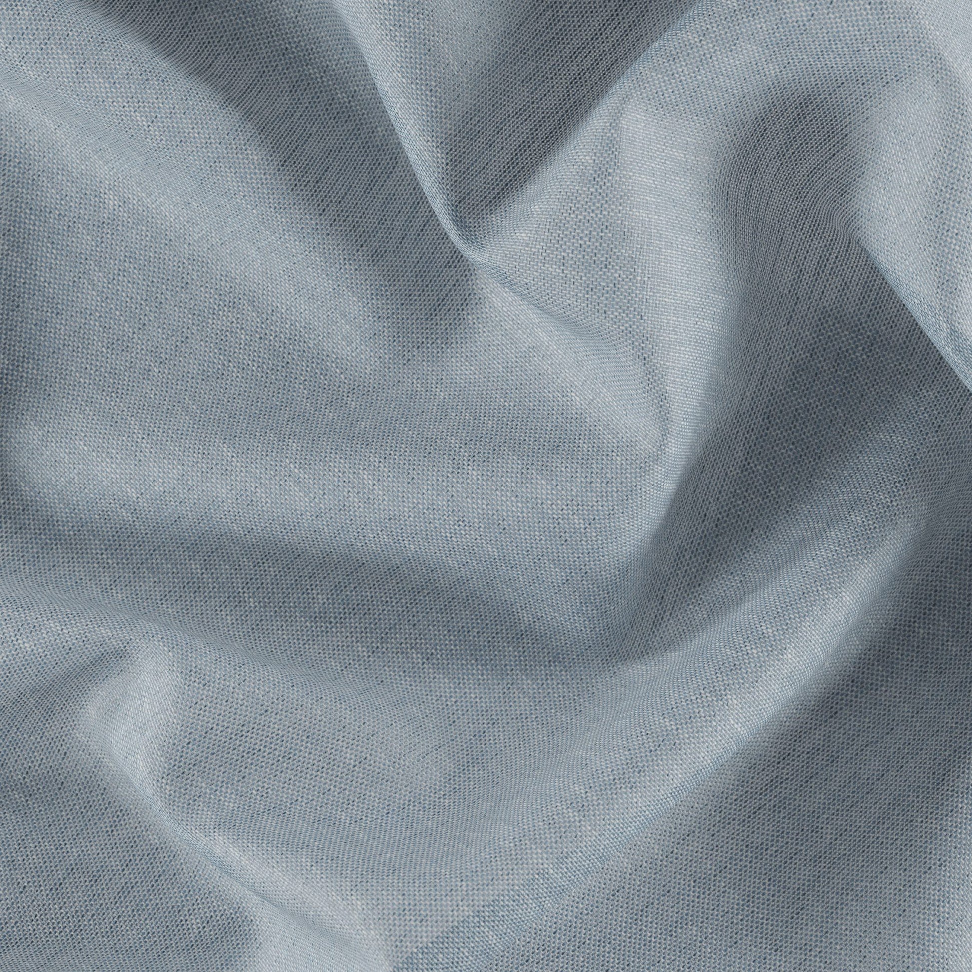 Light blue fabric with soft wrinkles and fine weave, linen-like draped texture.