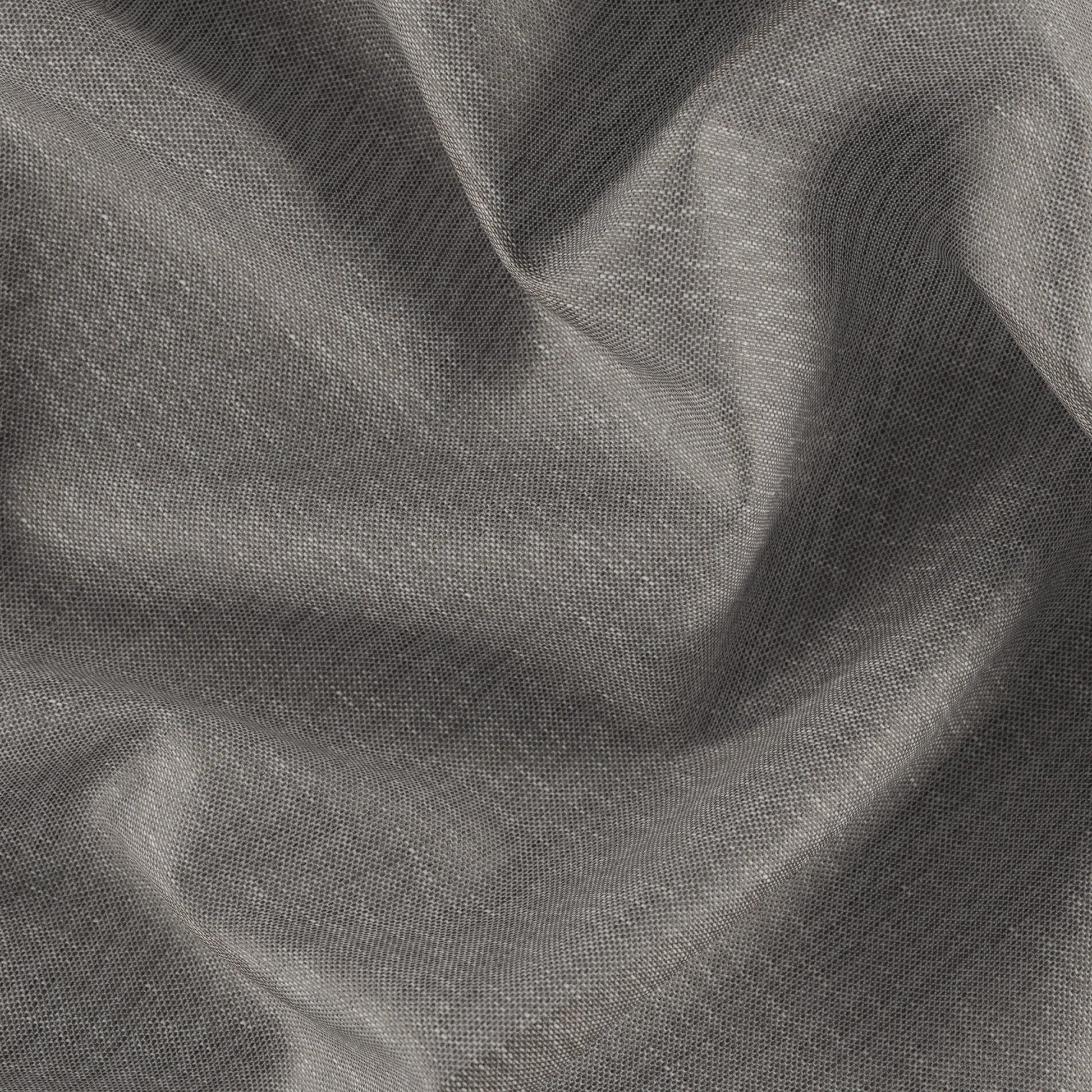 Gray linen-like fabric with soft texture and draped folds, versatile for apparel or home decor.