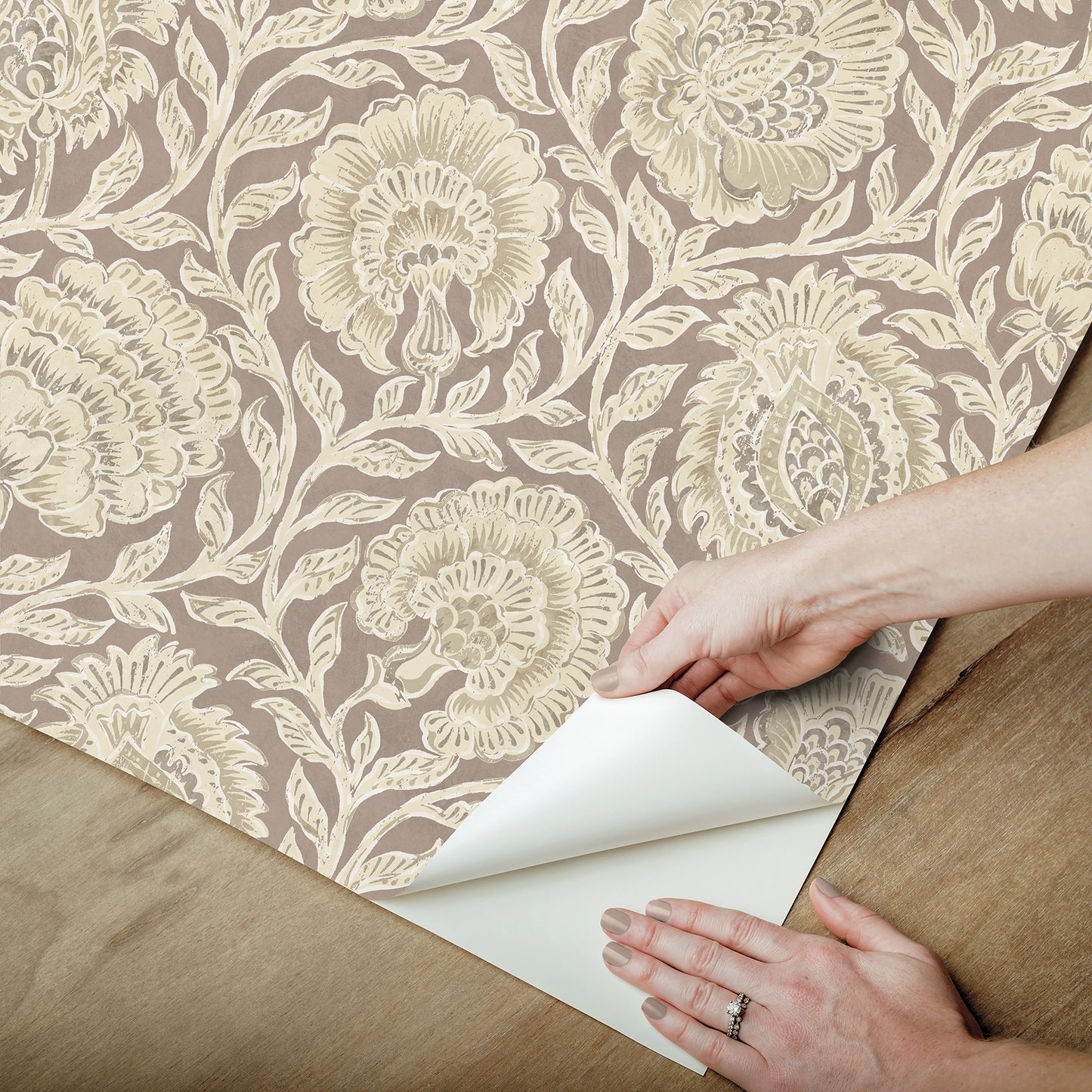 York Wallcoverings NuWallpaper Aliviya Cha Peel and Stick Wallpaper Botanical Transitional Cha  Current Peel & Stick - NNS6509