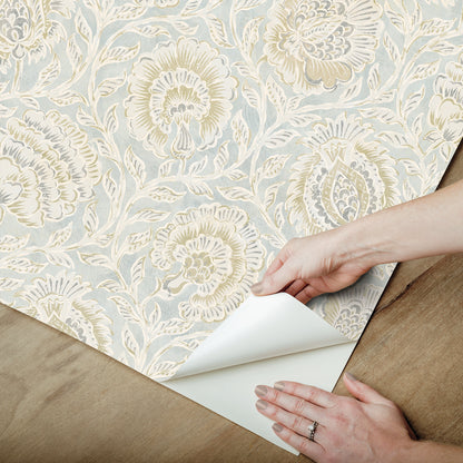 York Wallcoverings NuWallpaper Aliviya Mint Peel and Stick Wallpaper Botanical Transitional Mint  Current Peel & Stick - NNS6510