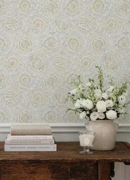 York Wallcoverings NuWallpaper Aliviya Mint Peel and Stick Wallpaper Botanical Transitional Mint  Current Peel & Stick - NNS6510
