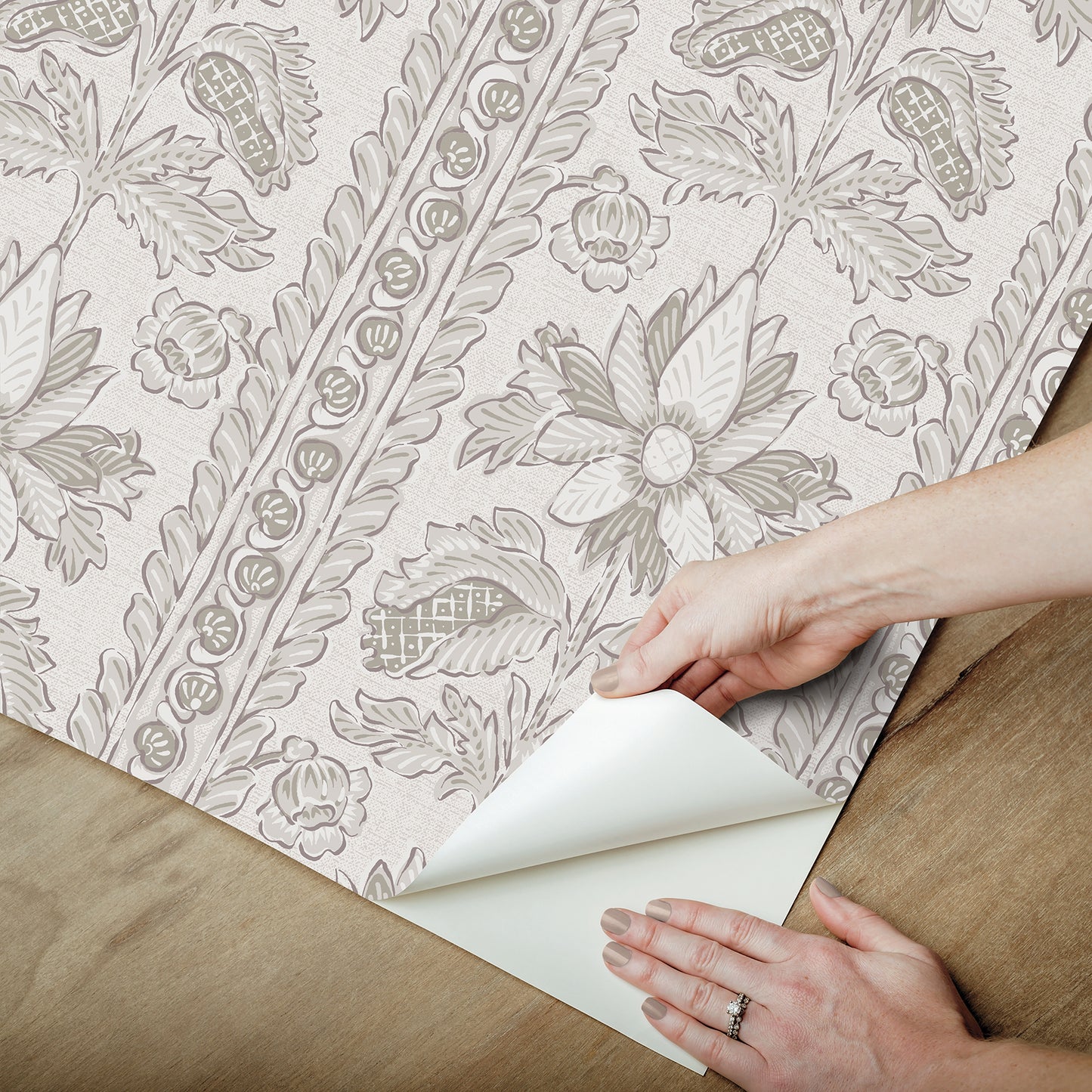 York Wallcoverings NuWallpaper Zareen Caviar Peel and Stick Wallpaper Botanical Transitional Caviar  Current Peel & Stick - NNS6515