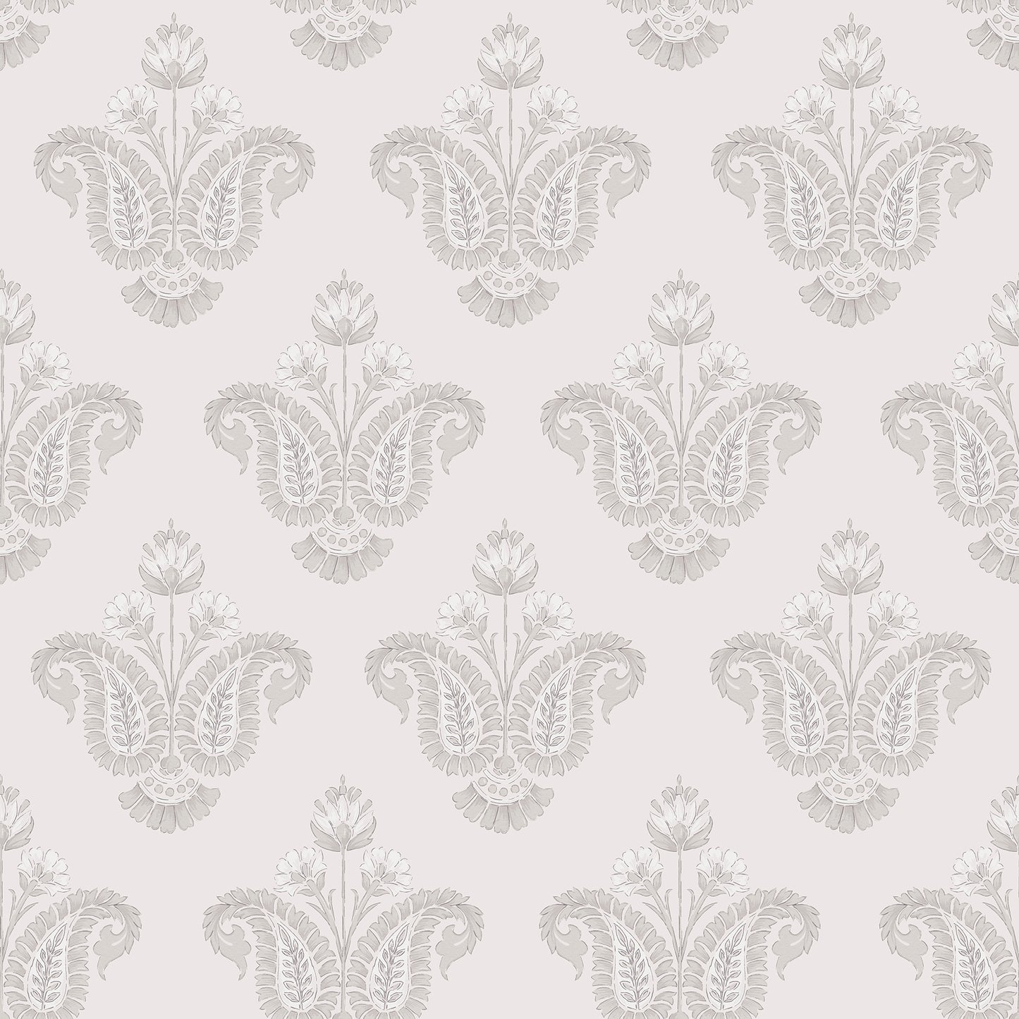 Pale background with a subtle gray damask pattern, decorative classic wallpaper for walls.