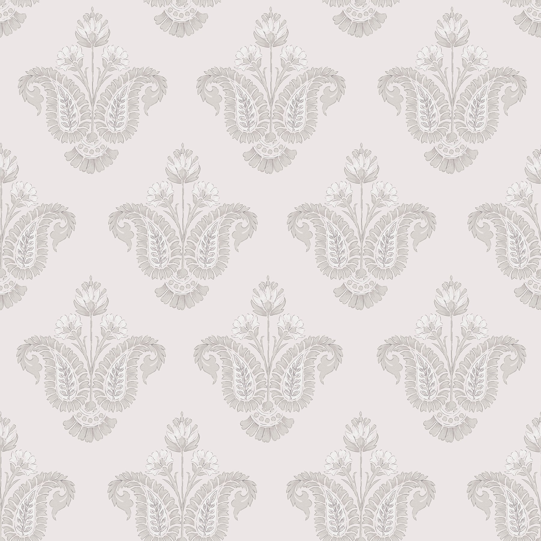 Pale background with a subtle gray damask pattern, decorative classic wallpaper for walls.