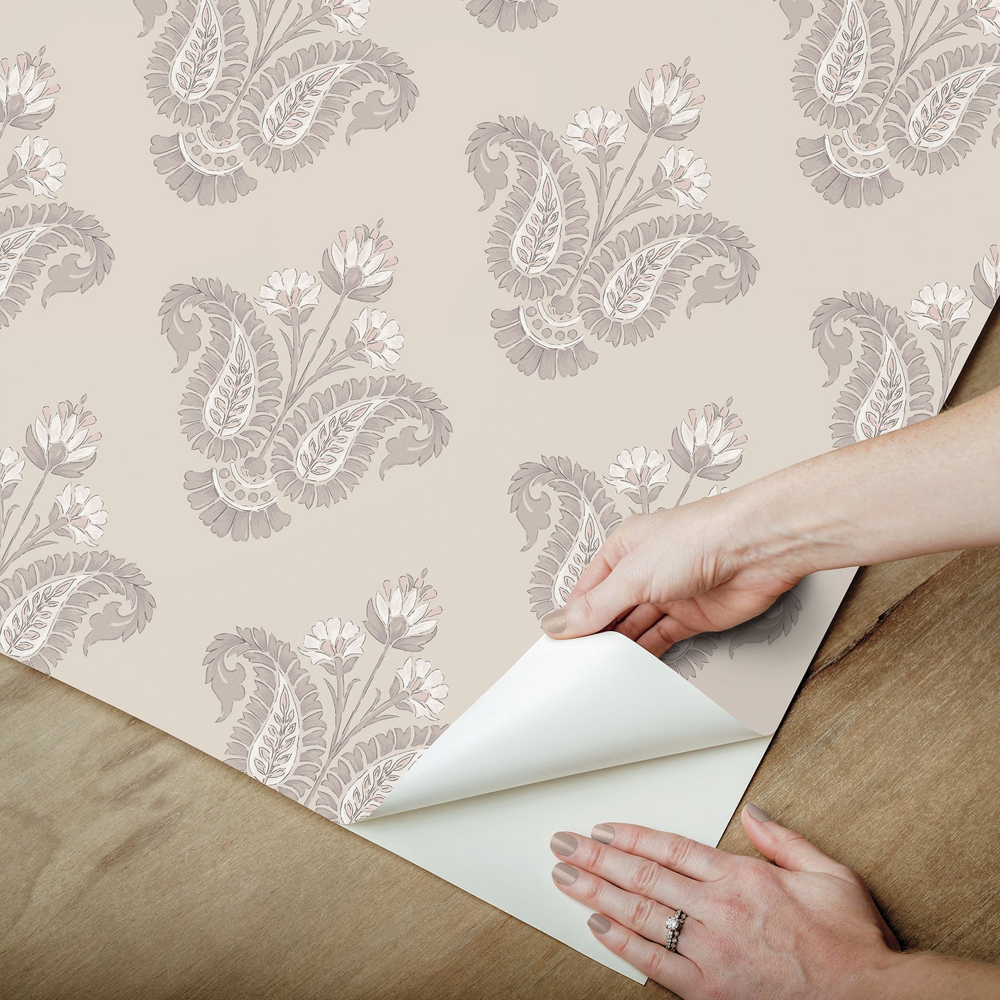 York Wallcoverings NuWallpaper Fazia Jute Peel and Stick Wallpaper Botanical Transitional Jute  Current Peel & Stick - NNS6519