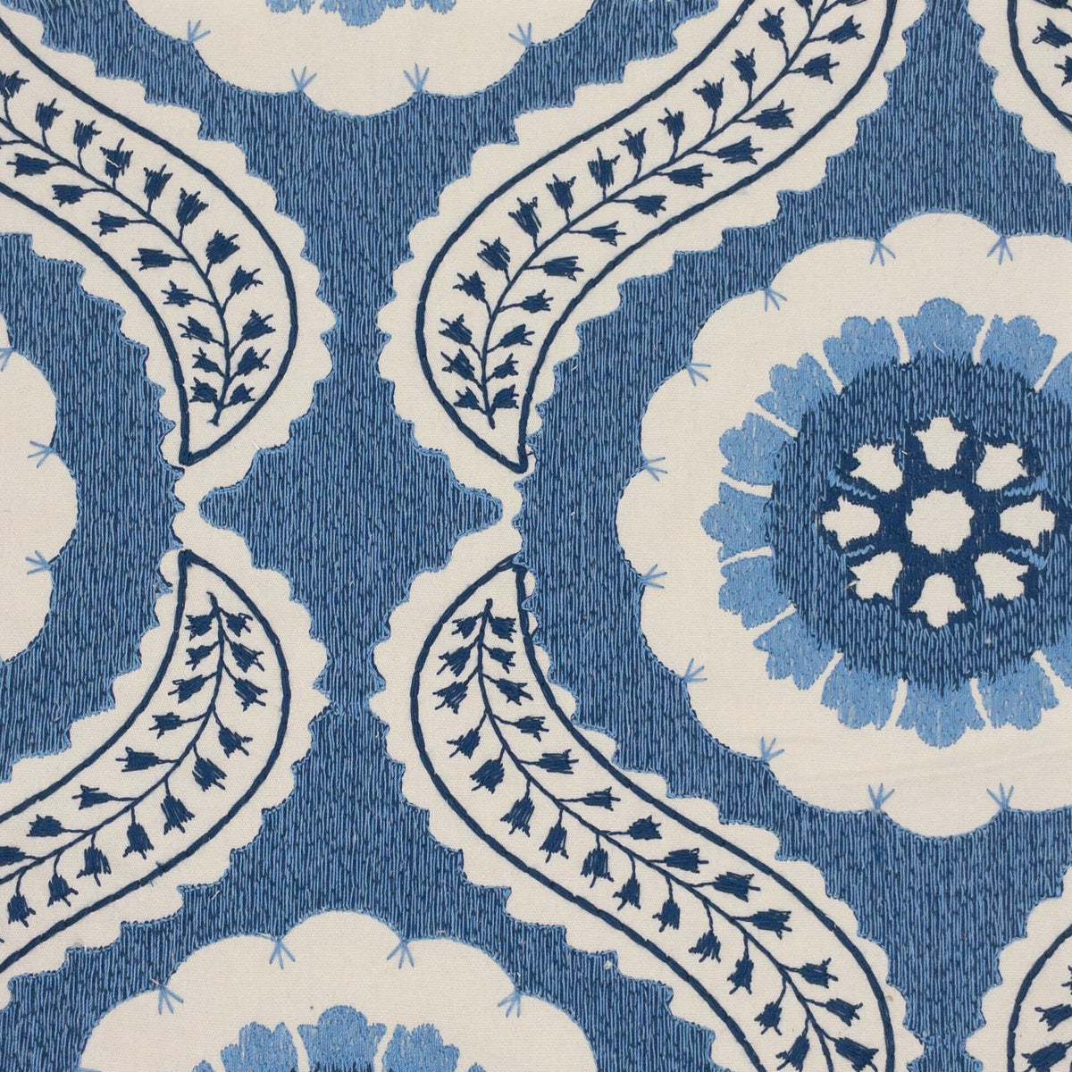 STOUT TEXTILES  MULTIPURPOSE,EMBROIDERIES TRANSITIONAL,, FRAME DESIGN BLUEBIRD,FRENCHBLUE   - NORA-1