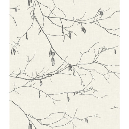 York Wallcoverings Black & White, III Winter Branches White Wallpaper Botanical Botanical White   - NR1524