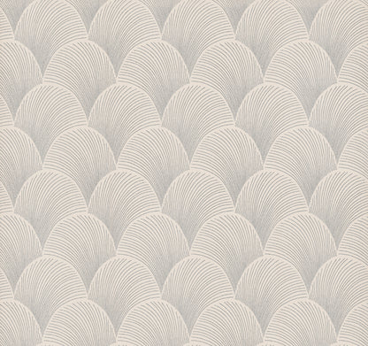 York Wallcoverings Natural Discovery Metallic Cream Scallop Wallpaper Glam Foil Whites and Off-Whites   - NT6104