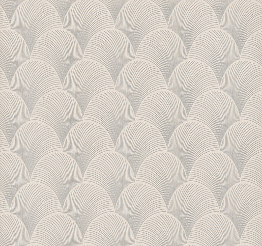 York Wallcoverings Natural Discovery Metallic Cream Scallop Wallpaper Glam Foil Whites and Off-Whites   - NT6104