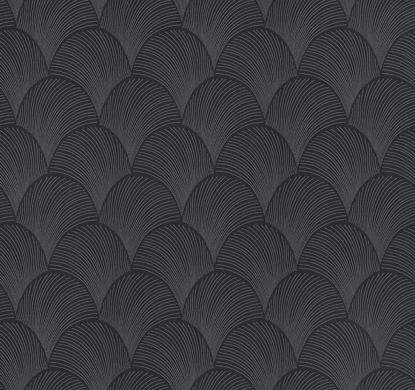 York Wallcoverings Natural Discovery Metallic Black Scallop Wallpaper Glam Foil Blacks   - NT6105