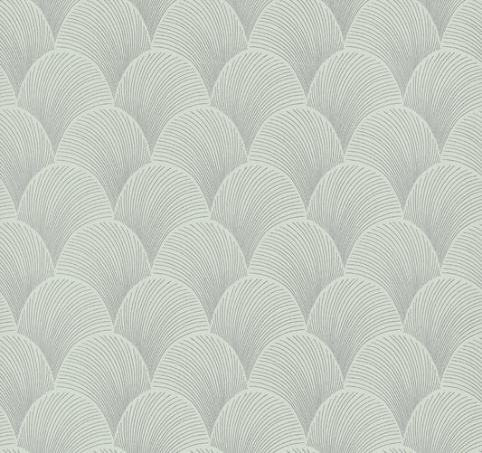 York Wallcoverings Natural Discovery Metallic Light Green Scallop Wallpaper Glam Foil Greens   - NT6106