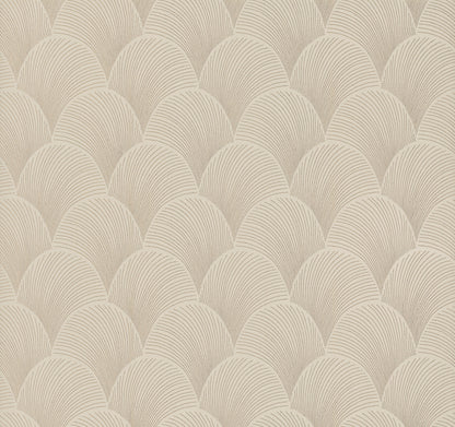 York Wallcoverings Natural Discovery Metallic Beige Gold Scallop Wallpaper Glam Foil Beiges   - NT6107