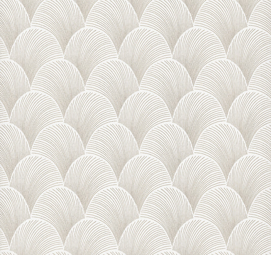 York Wallcoverings Natural Discovery Metallic White Gold Scallop Wallpaper Glam Foil Beiges   - NT6109