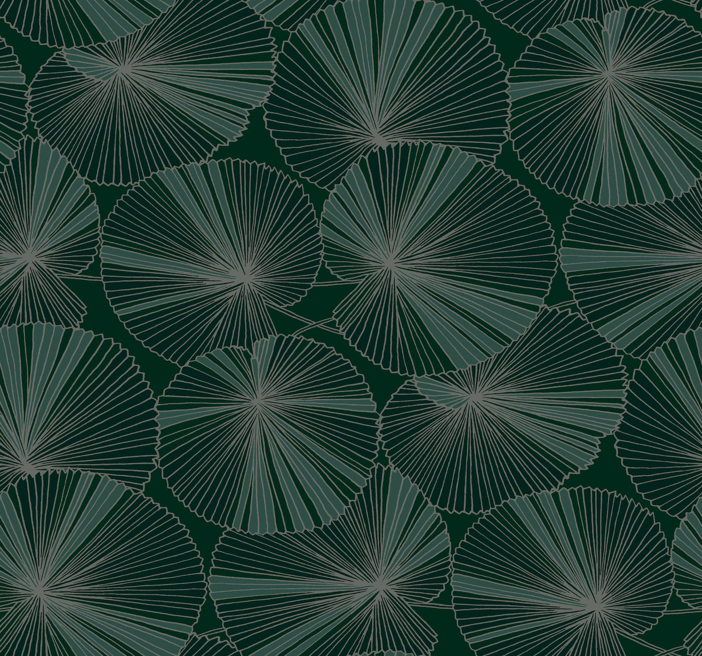 York Wallcoverings Natural Discovery Layered Deep Green Lily Pads Wallpaper Tropical Botanical Greens   - NT6111