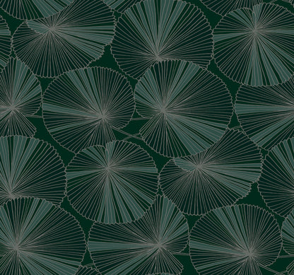 York Wallcoverings Natural Discovery Layered Deep Green Lily Pads Wallpaper Tropical Botanical Greens   - NT6111