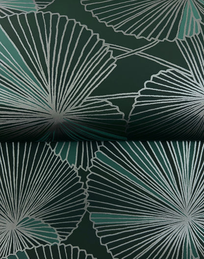 York Wallcoverings Natural Discovery Layered Deep Green Lily Pads Wallpaper Tropical Botanical Greens   - NT6111
