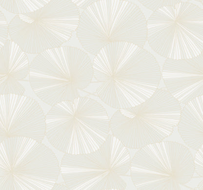 York Wallcoverings Natural Discovery Layered White Lily Pads Wallpaper Tropical Botanical Whites and Off-Whites   - NT6112