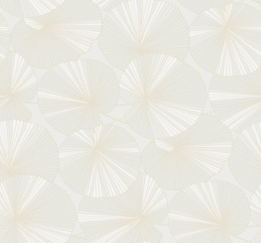 York Wallcoverings Natural Discovery Layered White Lily Pads Wallpaper Tropical Botanical Whites and Off-Whites   - NT6112