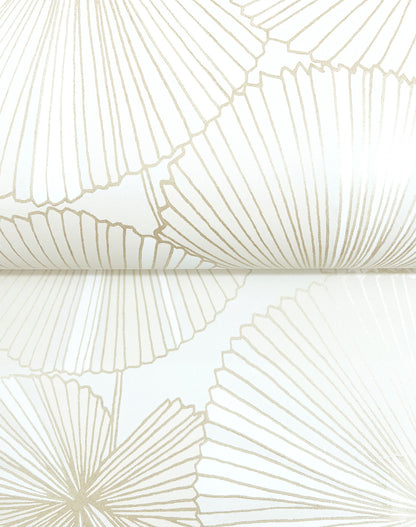 York Wallcoverings Natural Discovery Layered White Lily Pads Wallpaper Tropical Botanical Whites and Off-Whites   - NT6112