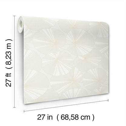 York Wallcoverings Natural Discovery Layered White Lily Pads Wallpaper Tropical Botanical Whites and Off-Whites   - NT6112