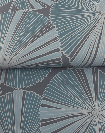 York Wallcoverings Natural Discovery Layered Deep Blue Lily Pads Wallpaper Tropical Botanical Blues   - NT6113