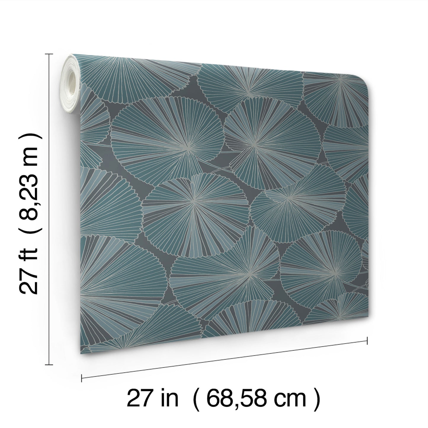 York Wallcoverings Natural Discovery Layered Deep Blue Lily Pads Wallpaper Tropical Botanical Blues   - NT6113