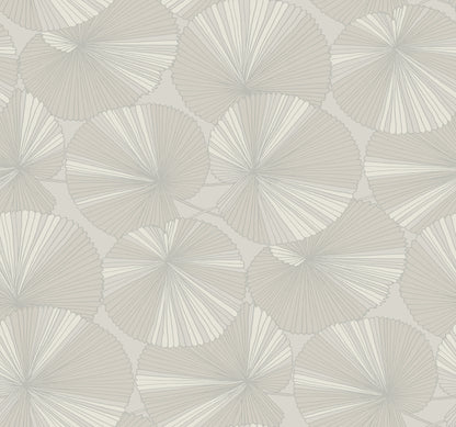 York Wallcoverings Natural Discovery Layered Grey Lily Pads Wallpaper Tropical Botanical Greys   - NT6114