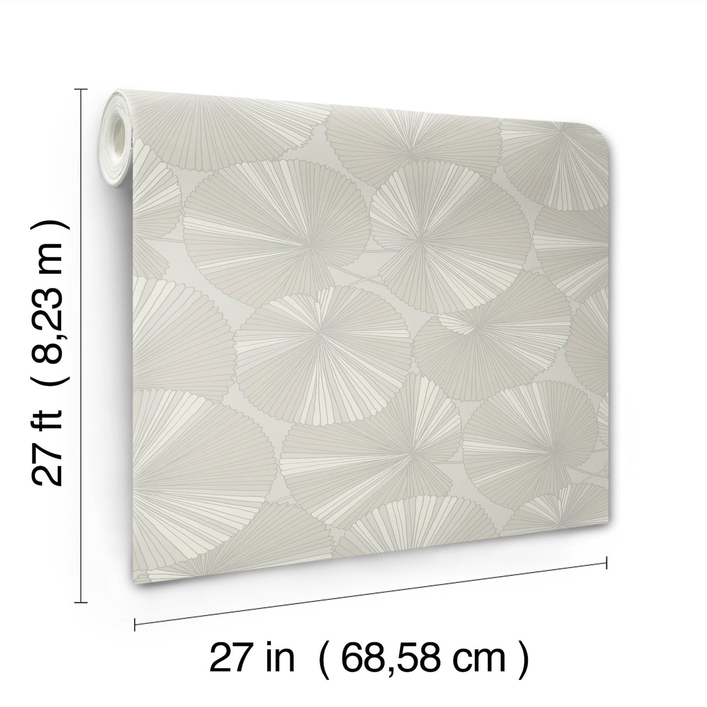 York Wallcoverings Natural Discovery Layered Grey Lily Pads Wallpaper Tropical Botanical Greys   - NT6114