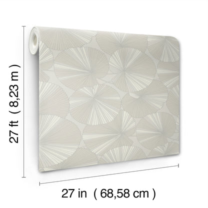 York Wallcoverings Natural Discovery Layered Grey Lily Pads Wallpaper Tropical Botanical Greys   - NT6114