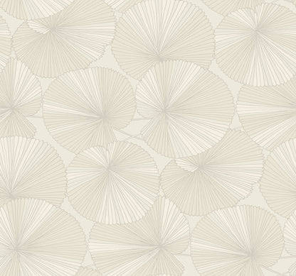 York Wallcoverings Natural Discovery Layered Cream Lily Pads Wallpaper Tropical Botanical Whites and Off-Whites   - NT6115