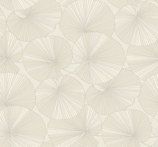 York Wallcoverings Natural Discovery Layered Cream Lily Pads Wallpaper Tropical Botanical Whites and Off-Whites   - NT6115