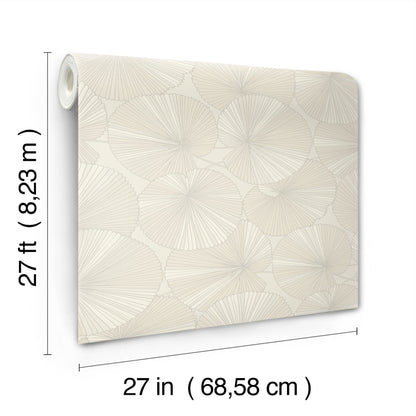 York Wallcoverings Natural Discovery Layered Cream Lily Pads Wallpaper Tropical Botanical Whites and Off-Whites   - NT6115