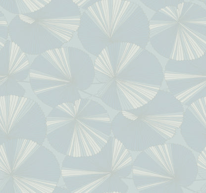 York Wallcoverings Natural Discovery Layered Spa Lily Pads Wallpaper Tropical Botanical Blues   - NT6116