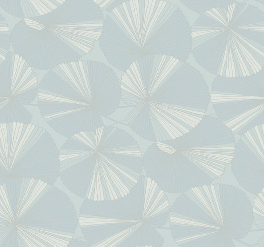 York Wallcoverings Natural Discovery Layered Spa Lily Pads Wallpaper Tropical Botanical Blues   - NT6116