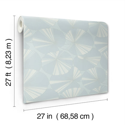 York Wallcoverings Natural Discovery Layered Spa Lily Pads Wallpaper Tropical Botanical Blues   - NT6116