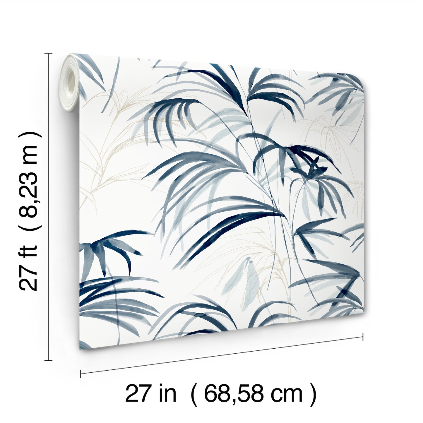 York Wallcoverings Natural Discovery Inky Blue Palms Wallpaper Tropical Botanical Blues   - NT6122