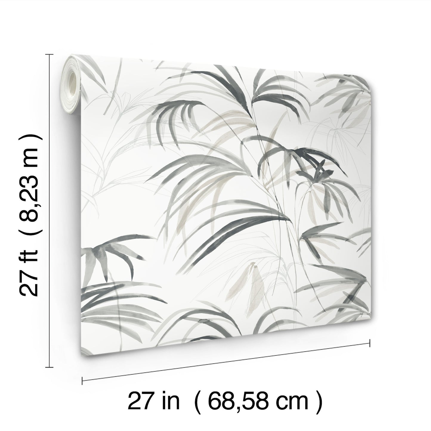 York Wallcoverings Natural Discovery Inky Black Palms Wallpaper Tropical Botanical Blacks   - NT6123